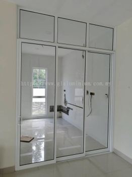 Aluminium sliding door three panel + above fix + clear glass 