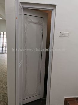 Toilet aluminium ( silver) swing door with composite panel ( silver) 