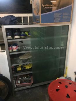 aluminium shoes case sliding with glass 