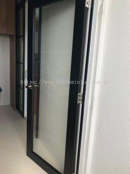 Aluminium frame ( black) swing door with clear glass 