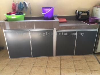 cabinet swing door + composite panel grey 