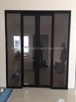 hanging sliding doors + p/c ( black + brown glass) 