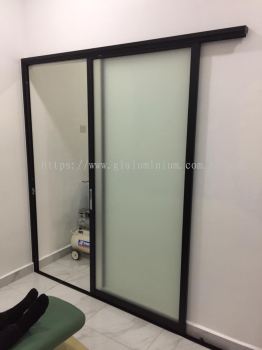 sliding door one panel p/c Black +Frosted glass @Jln Serai Wangi M 16/M.Alam Avenue. Shah Alam 