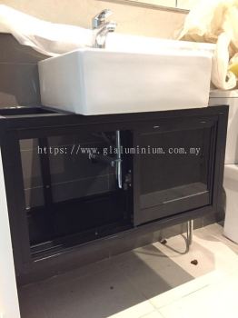 cabinet sliding door + powder black + glass 