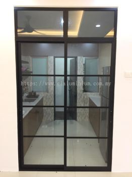 Sliding doors above fix + powder coating ( black) + clear glass @Mahkota Garden Residence, Jalan Mahkota Garden, Bandar Mahkota Cheras, Kuala a 