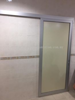 One panel hanging sliding door ( silver + composite panel yellow) @jalan Taming Maju, Sri cheras jaya, Balakong 