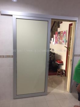 One panel hanging sliding door ( silver + composite panel yellow) @jalan Taming Maju, Sri cheras jaya, Balakong 