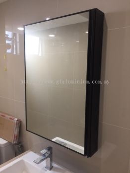 Aluminium 1"x 4" hollow ( powder coated black) + swing door +mirror @united point Residence, jalan Lang Emas, Kuala Lumpur 