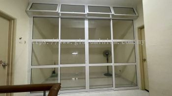 sliding doors 4 panel + Above Top hung ( p/c white + 5mm clear glass) @Jalan Sri Sungai Long, Sungai Long, Cheras 