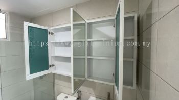 aluminium 1" x 4 " Hollow powder Coating White + swing door Mirror @The Zest Serviced Apartment, jalan kinrara 6B, Puchong 