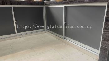 aluminium Cabinet sliding door + aluminium composite panels ( Grey) @Damai Baiduri 