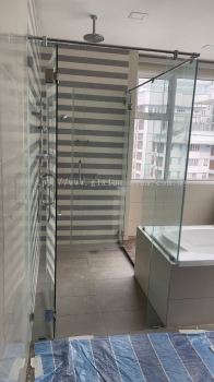 10mm tempered shower door /fit glass " L" shape @ 9 Bukit Utama Condominium, Persiaran Bukit Utama, Bandar Utama 