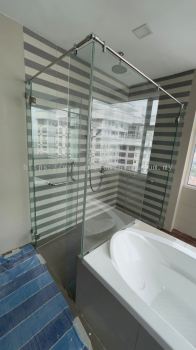 10mm tempered shower door /fit glass " L" shape @ 9 Bukit Utama Condominium, Persiaran Bukit Utama, Bandar Utama 