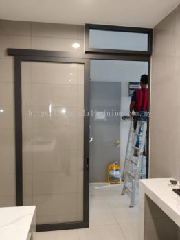 One panel hanging sliding doors + Above fit glass @Legend Height @Sri Segambut, Segambut, Kuala Lumpur 