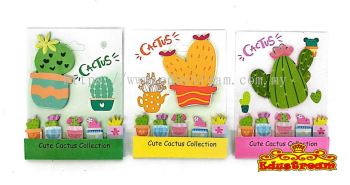 Cactus Sticky Note Memo Fancy Mix Size (3PCS / Pack)