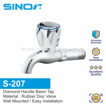 SINOR S-207 DIAMOND HANDLE WALL BI TAP BATHROOM WATER FAUCET WALL MOUNTED