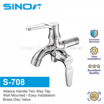 SINOR S-708 BATHROOM FAUCET WALL MOUNTED TWO WAY WATER SAVING TAP