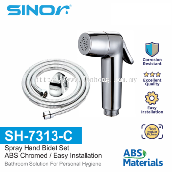 SINOR SH-7313-C PREMIUM ABS BATHROOM HAND BIDET TOILET SPRAY SET WITH 1.2M STAINLESS STEEL HOSE AND WALL HOLDER