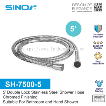 SINOR SH-7500-5 STAINLESS STEEL DOUBLE LOCK SHOWER HOSE