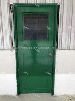 Before and After Progress Done: 1) To Supply and Fabrication Custom Make Full Plate Door Paint Door with Special Wire Mesh Glass for Factory use - Perodua Rawang