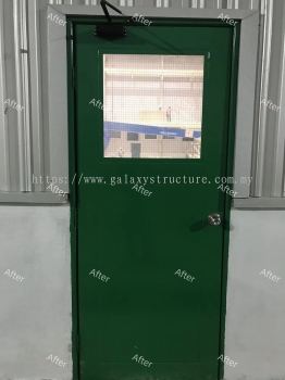 Before and After Progress Done: 1) To Supply and Fabrication Custom Make Full Plate Door Paint Door with Special Wire Mesh Glass for Factory use - Perodua Rawang