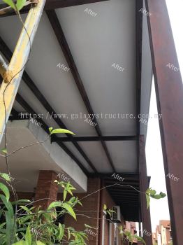 Before and After Job Done: 1) To Dismantle Old Polycarbonate Panel, Supply Install New Acp and Accessories- Shah Alam 