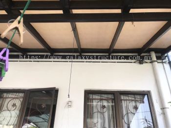 Progress done:1)To dismantle old polycarbonate ,supply and install new Acp panel with accessories at old awning  2)To repair awning leaking - K.L