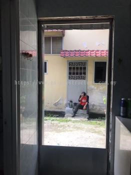 Progress done:(Double Storey House)-1)To dismantle old door,fabrication and install new custom make local stainless steel full plate door grille with small door at back yard - Klang