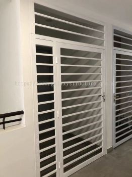 Progress done:(Apartment/condominium)-1)To fabrication and install new powder coated mild steel door grille simple design with handle key lock - Puchong