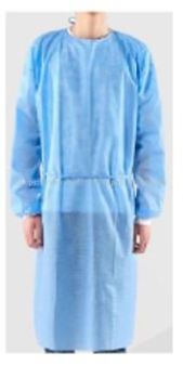 NON-WOVEN ISOLATION GOWN 35GSM WITH KNITTED CUFF, BLUE