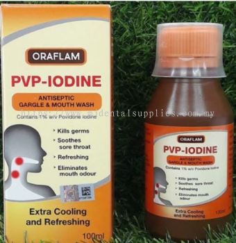 POVIDONE-IODINE ANTISEPTIC GARGLE MOUTHWASH - 100ML, ORAFLAM