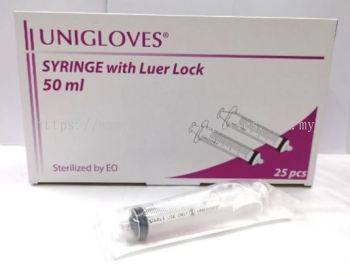 DISPOSABLE SYRINGE LUER LOCK, 50ML, UNIGLOVES