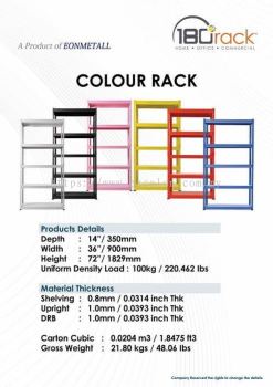 Boltless Racking System - Color Rack 900mmw