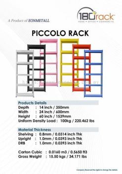 Boltless Racking System - PICCOLO RACK 600mmw
