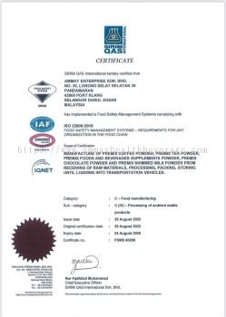 ISO 22000 & HACCP CERTIFICATE