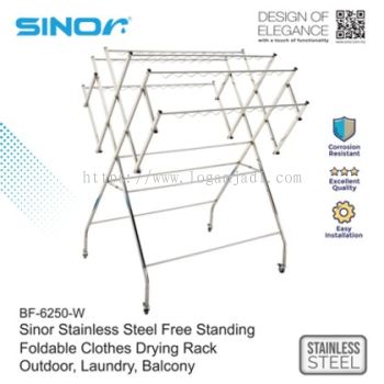 SINOR BF-6250-W Stainless Steel Free Standing Foldable Clothes Drying Rack