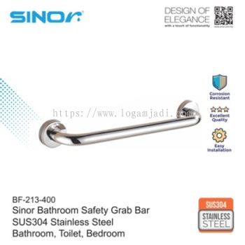 SINOR BF-213-400 SUS304 Stainless Steel Bathroom Safety Grab Bar