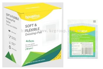 Bpositive Soft &amp; Flexible Dressing+Pad 4cm x5cm (LOOSE) 1's / 5cm x 7cm 5pcs (1 BOX) / 5cm x 7cm (LOOSE) 1's / 6cm x 8cm (LOOSE) 1's / 10cm x 12cm 5pcs (1 BOX) (EXP:11/2025)