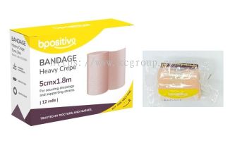 Bpositive Bandage Heavy Crepe 5cm x 1.8m (LOOSE) 1's / 7.5cm x 1.8m (LOOSE) 1's / 10cm x 1.8m (LOOSE) 1's (EXP:06/2027)