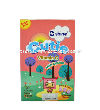 Shine Cutie Vitamin C With Lysine Strawberry Flavour Tablets 100's (EXP: 12/2024)