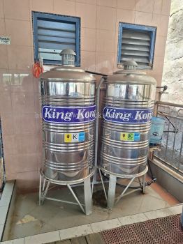 King Kong HR50 (500L) x 2units Vertical Round Bottom With Stand Stainless Steel Water Tank @ Kuala Sepetang, Taiping, Perak
