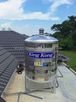 King Kong HR150 (1500L) Vertical Round Bottom With Stand Stainless Steel Water Tank @ Malim Nawar, Perak