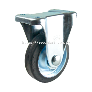 MEDIUM DUTY RIGID CASTOR C/W PRESSED RUBBER WHEEL