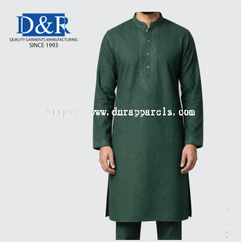 Modern Men's Kurta with Embroidered Placket