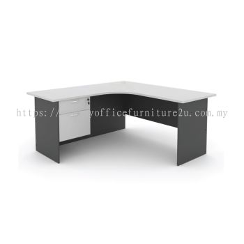 WL15182D(L/R) L Shape Table with Chipboard Leg 1500/750W x 1800/600D x 750H mm (Dark Grey+Grey)