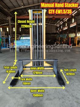 1.5 ton FUSHEN Manual Stacker with width leg - CTY-EW1.5/35 Series