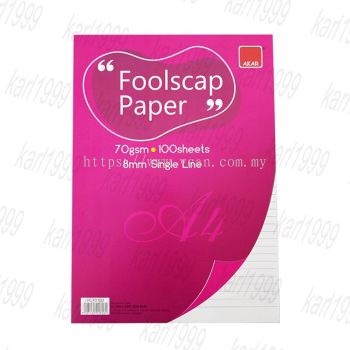 Akar A4 Foolscap Paper/ Test Pad 70gsm 100sheets (Single line)