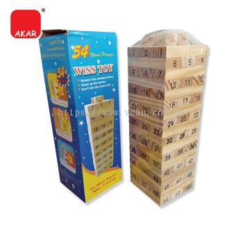 Jenga Wood Block Wiss Toy Game / Jenga Wooden Tower Block Wiss Toy Game [54pcs] [L Size] (1 box)