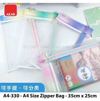 A6-330 A4-330 Beg Zip Mesh Lutsinar Fail & Pensel / Mesh Zipper Pouch Transparent Stationery Bag Pas