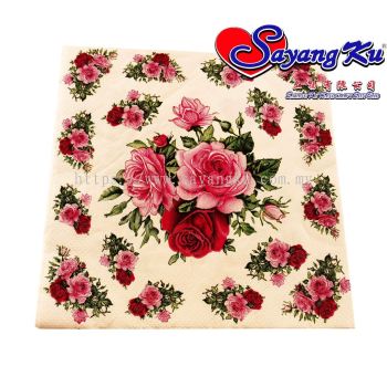 (4 PKT) 20pcs/pkt Vintage Flowers Paper Napkins/Tisu bercorak/Decoupage Tissue/Tissue Napkins Decoupage Decoration Paper